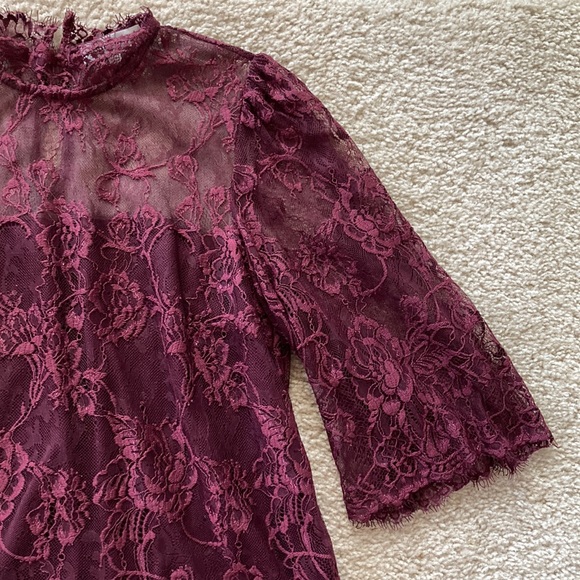 Heartloom Wine Color Lace Blouse - Picture 4 of 7